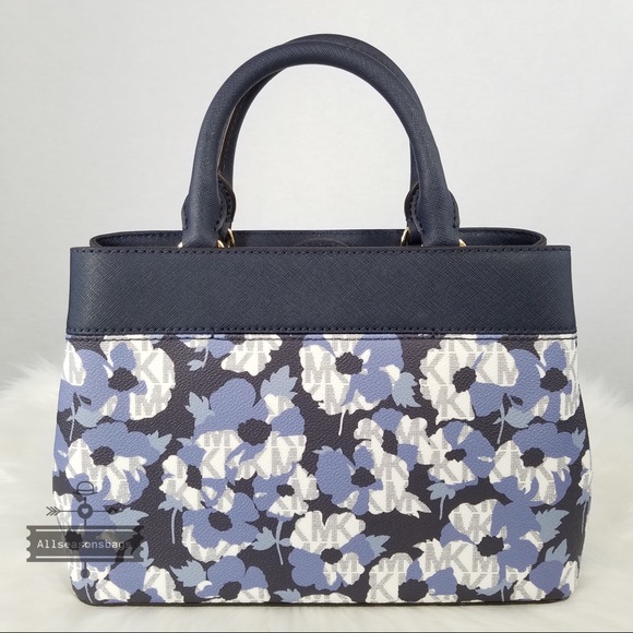 NWT Michael Kors Xs Hailee Satchel Navy Floral Bag - Picture 4 of 7